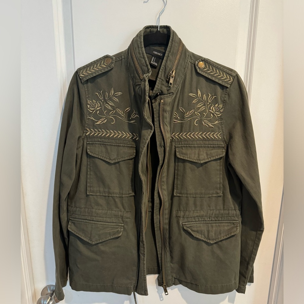 Forever 21 Army Green Jacket - Size Small